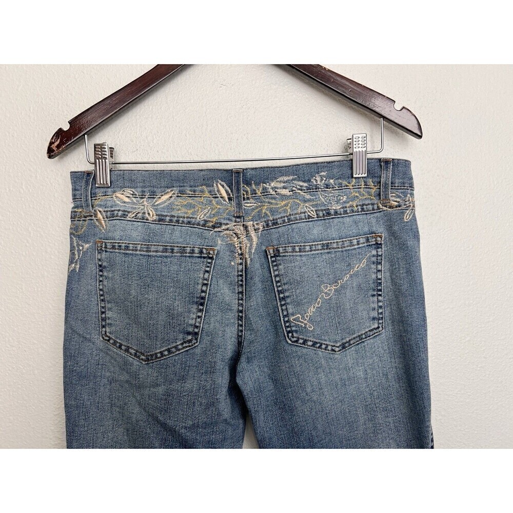VTG RoccoBarocco Jeans Women’s Size 27 Floral Fish Embroidered Straight Leg - Picture 6 of 11
